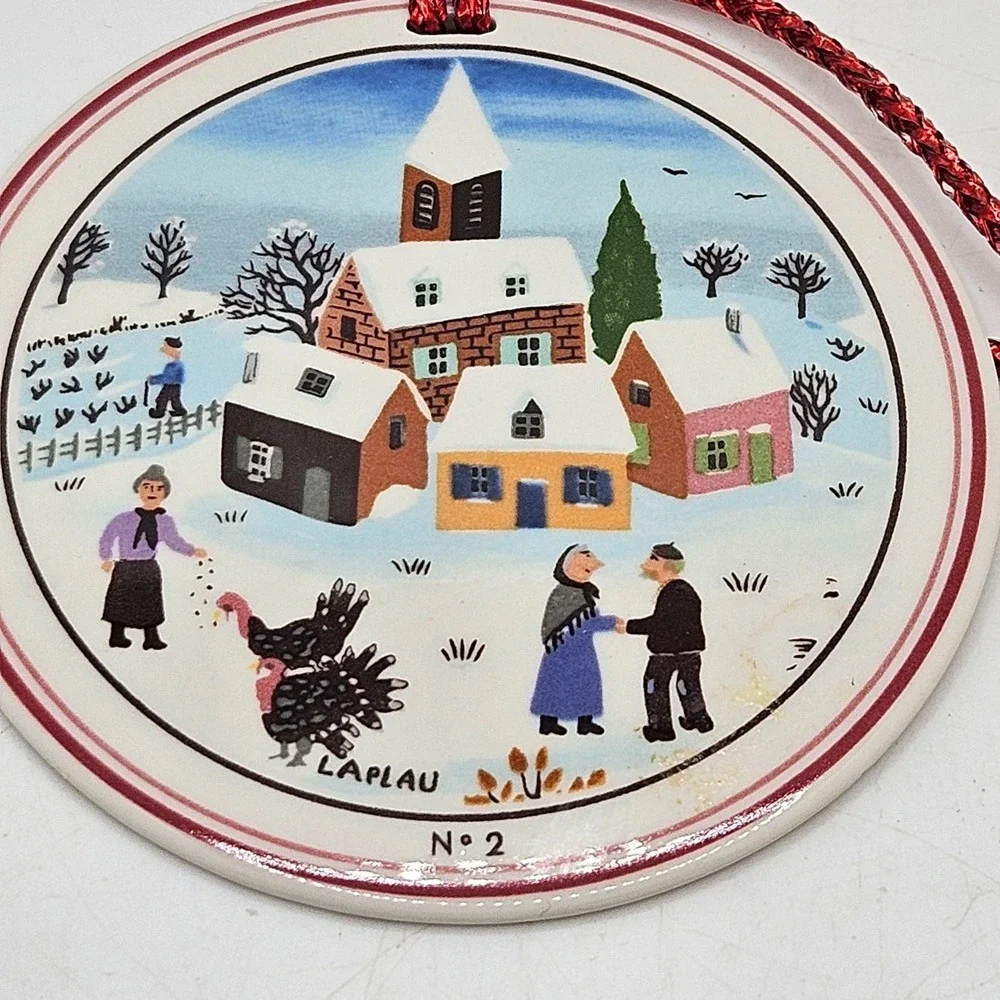 VTG Villeroy & Boch Naif Christmas Ornament No 2 Laplau Doublesided w/ Box